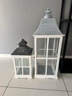 Lantaarns (2 stuks) voor sfeer, Huis en Inrichting, Woonaccessoires | Kandelaars en Kaarsen, Ophalen, Gebruikt, 25 tot 50 cm, Wit