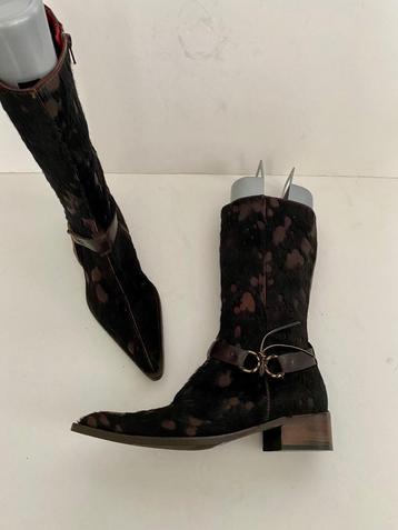G317 Dyva: mt. 40 cowboy-laarzen hoge schoenen bruin/zwart beschikbaar voor biedingen