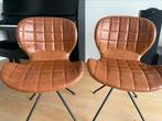 2 Zuiver OMG stoelen cognag pu-leer, Huis en Inrichting, Stoelen, Ophalen, Gebruikt, Leer, Twee