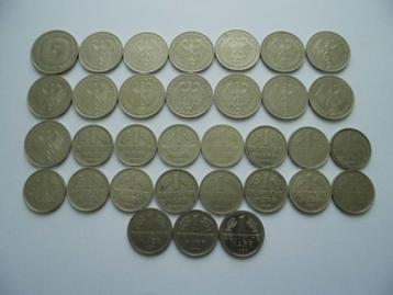 33 munten Duitsland BRD 5,2,1 mark 1950/1994. (51 mark) beschikbaar voor biedingen
