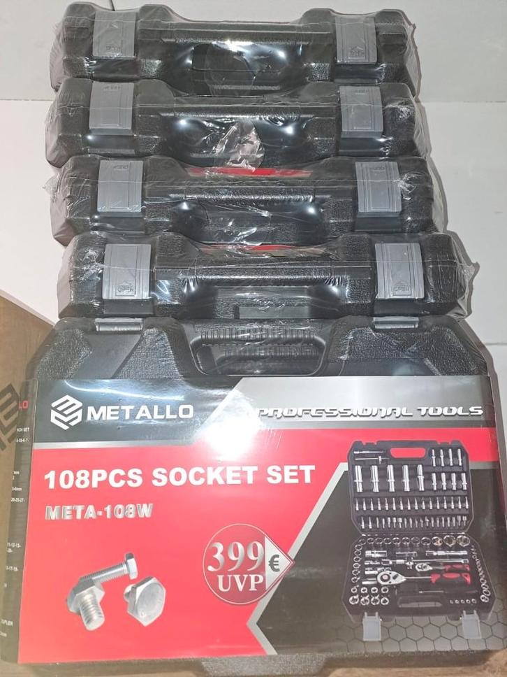 108 PCS SOCKET SET METALLO, Auto diversen, Autogereedschap, Nieuw, Ophalen of Verzenden