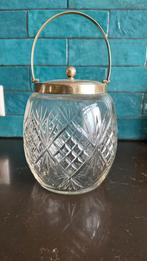 Kristallen pot met zilveren deksel en greep, Antiek en Kunst, Antiek | Glas en Kristal, Ophalen of Verzenden