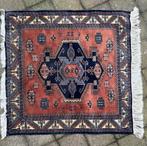 Perzisch ‘shiraz’ tapijtje oud roze/blauw 95 x 100cm vintage, Ophalen of Verzenden