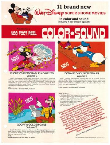 Disney super 8 film catalogus 1978 Donald Duck Snow White beschikbaar voor biedingen