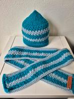 Zelfgehaakte muts & sjaaltje aqua blauw, Ophalen of Verzenden, Nieuw, Jongen of Meisje, Muts