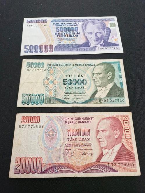 Turkije 3 biljetten, Postzegels en Munten, Bankbiljetten | Europa | Niet-Eurobiljetten, Overige landen, Ophalen of Verzenden