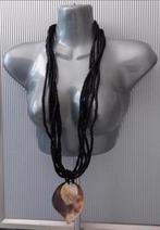 Manouk - ketting met blad van schelp, Sieraden, Tassen en Uiterlijk, Kettingen, Verzenden, Zwart, Nieuw, Steen of Mineraal