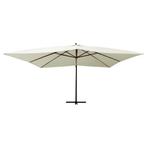 Zweefparasol met houten paal 400x300 cm zandwit, Tuin en Terras, Parasols, Verzenden, Nieuw, Zweefparasol, Waterdicht