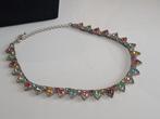 Vintage 60's  ketting  choker colorfull rhinestone 42 cm, Sieraden, Tassen en Uiterlijk, Kettingen, Overige materialen, Gebruikt