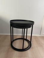 Bijzet tafels | zwart | 2 stuks, Huis en Inrichting, Tafels | Bijzettafels, Ophalen, Rond, Minder dan 55 cm, 45 tot 60 cm