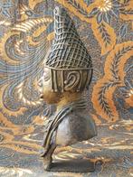 Mooie originele antieke buste uit Afrika van Benin brons., Ophalen of Verzenden