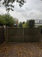 Elektrische looppoort en dubbele opritpoort., Tuin en Terras, Ophalen, Gebruikt, Hout