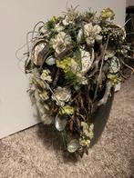 Mooie zilveren bloempot met kunstbloemen, Huis en Inrichting, Woonaccessoires | Kunstplanten en Kunstbloemen, Ophalen of Verzenden