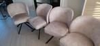 Eetkamerstoel ZGAN 4x MAURAS velvet beige draaibaar 360°, Ophalen, Zo goed als nieuw, Vier