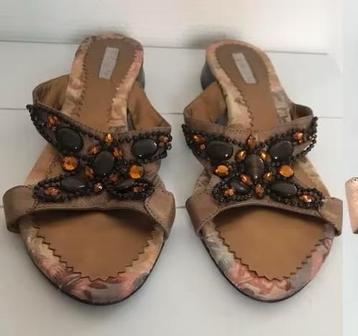 Sandalen slippers brons/goud taxi steentjes bruin oranje 37 beschikbaar voor biedingen