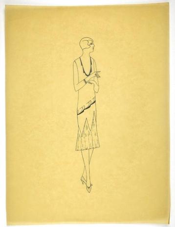 A309 Art Deco Modeontwerp Lijntekening (c. 40 x 29,5 cm) beschikbaar voor biedingen