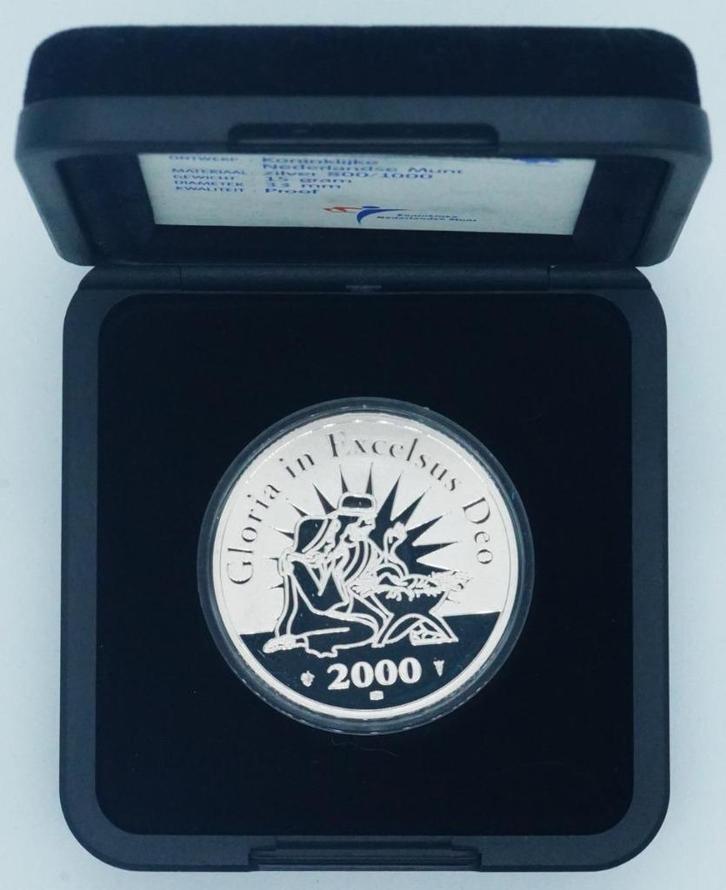 Nederland Kerstmis 2000-penning Zilver Proof in doosje, Postzegels en Munten, Penningen en Medailles, Zilver, Nederland, Ophalen of Verzenden