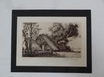 Fraaie ets titel Op 't land, boerderij CM vd Woerd 1901-1994, Antiek en Kunst, Kunst | Etsen en Gravures, Verzenden