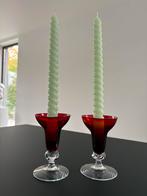 Vintage 1970’s set van 2 kandelaars, Elme Glasbruk, Zweden, Ophalen of Verzenden, Glas