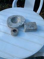 Marmeren asbak, kaarshouder en tabak doos, Antiek en Kunst, Ophalen