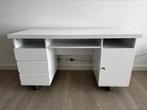Witte bureau met lades en kastje – 140x60x76 cm, Ophalen, Zo goed als nieuw