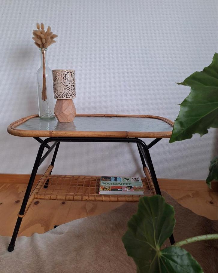 Salontafel, bijzettafel, Rohe, gewolkt glazen blad, ovaal, Huis en Inrichting, Tafels | Salontafels, Minder dan 50 cm, 50 tot 100 cm