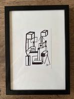 Abstracte tekening origineel outsider art schilderij, Antiek en Kunst, Kunst | Schilderijen | Modern, Ophalen of Verzenden