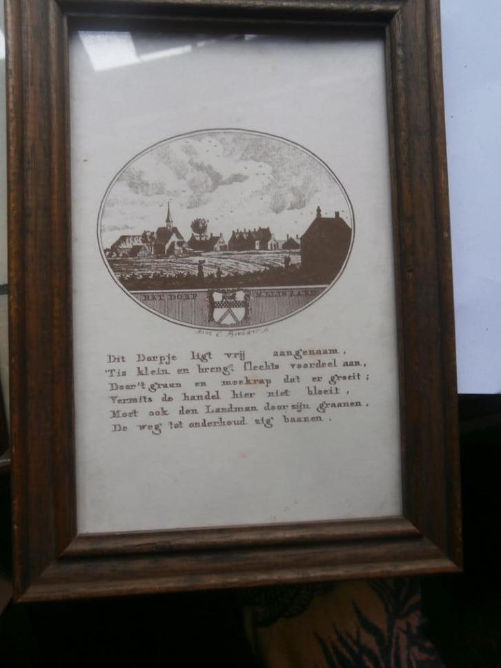 Druk Gravure van het Dorpje Meliszand, Antiek en Kunst, Kunst | Etsen en Gravures, Ophalen