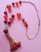 jwg Vintage Art Deco Charleston kralen ketting oranje amber, Sieraden, Tassen en Uiterlijk, Antieke sieraden, Verzenden, Overige materialen