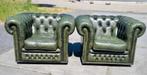 2x Chesterfield club fauteuil groen + BEZORGING GRATIS
