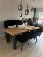 Eetbank van Rofra & 3 Kick Stoelen Zwart, Ophalen, Overige materialen, Gebruikt, 150 tot 200 cm