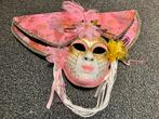 Masker venetiaans roze carnaval decoratie en klein masker, Ophalen, Zo goed als nieuw, Carnaval, Accessoires