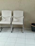 6x Witte Eetkamerstoelen Leer, Huis en Inrichting, Ophalen, Gebruikt, Wit, Metaal