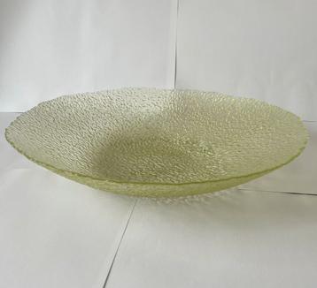 Glazen schaal groen - diameter 40 cm - decoratie herfst rond beschikbaar voor biedingen