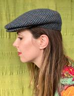 Vintage flatcap / pet -opa pet-pie de poule- grijs/blauw-57, Pet, 56 of 57 cm (M, 7 of 7⅛ inch), Gedragen, Vintage