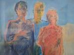 Gouache van Hennie Knapen, 3 mensfiguren in Barth lijst, Ophalen of Verzenden