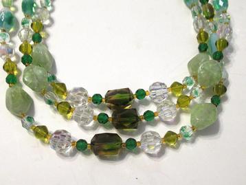 Vintage Venetiaanse glaskralen drie strengen ketting collier beschikbaar voor biedingen