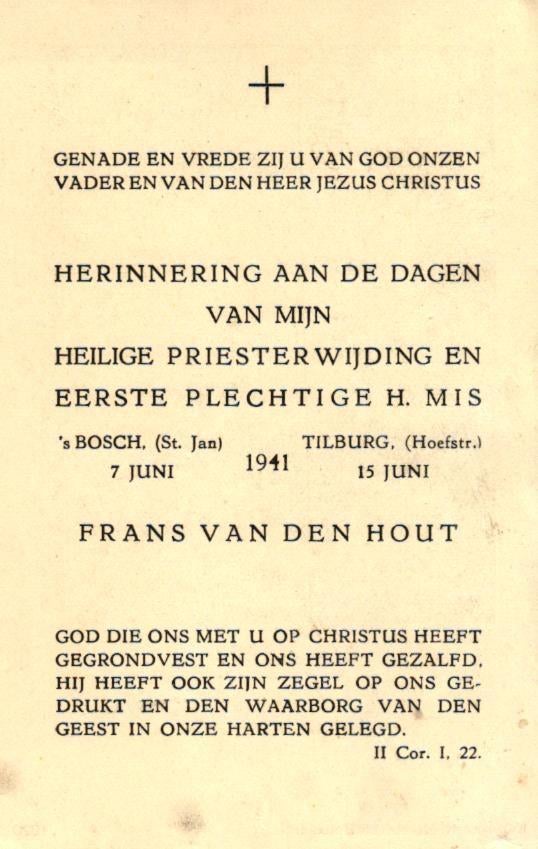 Hout van den Frans 's-Bosch 1941 Tilburg, Ophalen of Verzenden