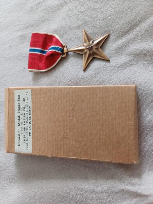 Medaille origineel Bronzen Star WW2 USA met origineel doosje, Verzamelen, Militaria | Algemeen, Landmacht, Lintje, Medaille of Wings