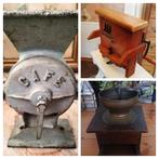 Oude koffiemolen gietijzer snijbonenmolen, Antiek en Kunst, Curiosa en Brocante, Ophalen of Verzenden