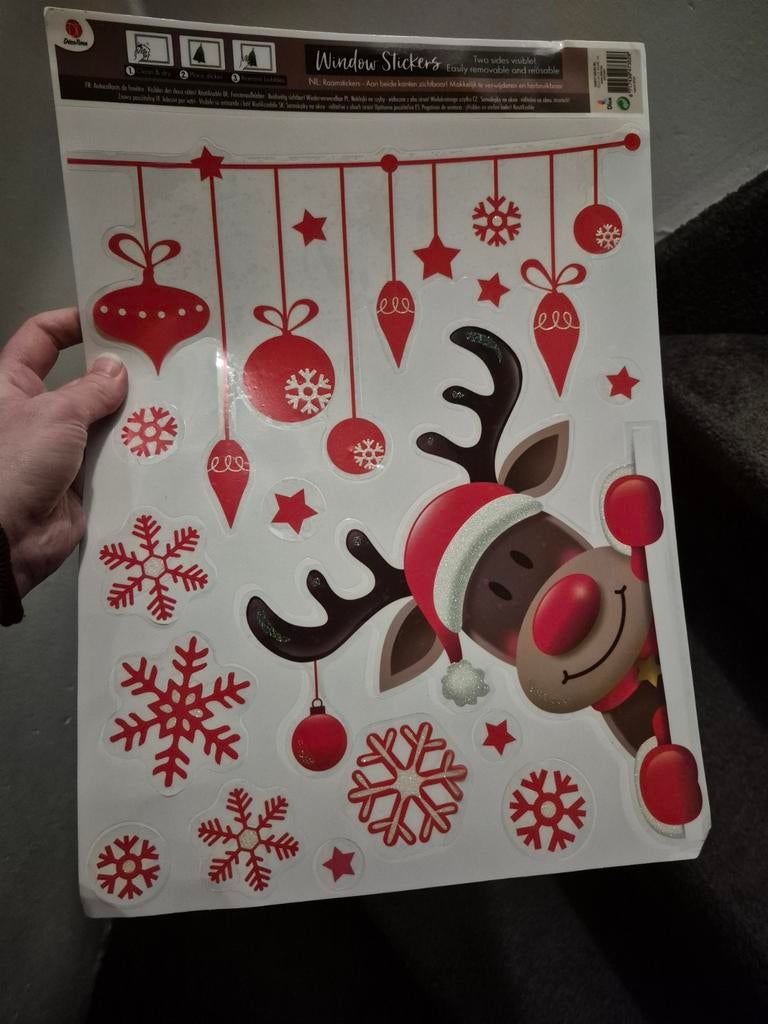 Kerst raam sticker rendier raamstickers, Diversen, Kerst, Ophalen of Verzenden