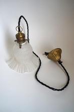 antiek vintage hanglamp mat glas relief stof porselein, Antiek en Kunst, Antiek | Lampen, Ophalen of Verzenden