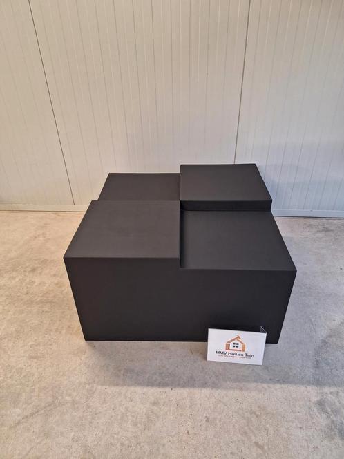 4 kubus salontafel 2 hoogtes mat zwart eiken 100x100x 40/45, Huis en Inrichting, Tafels | Salontafels, Nieuw, Minder dan 50 cm