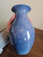 Vintage design vaas keramiek blauw gevlamd glazuur 21 cm, Ophalen of Verzenden