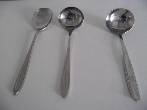 3 Parelrand opscheplepels 2 Gero zilduro Sola Elite 1960 p s, Antiek en Kunst, Antiek | Bestek, Ophalen of Verzenden
