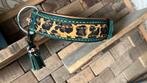 Halsband donkergroen leer cognac panter nappa voering 45-54, Ophalen of Verzenden, Handgemaakt, Nieuw