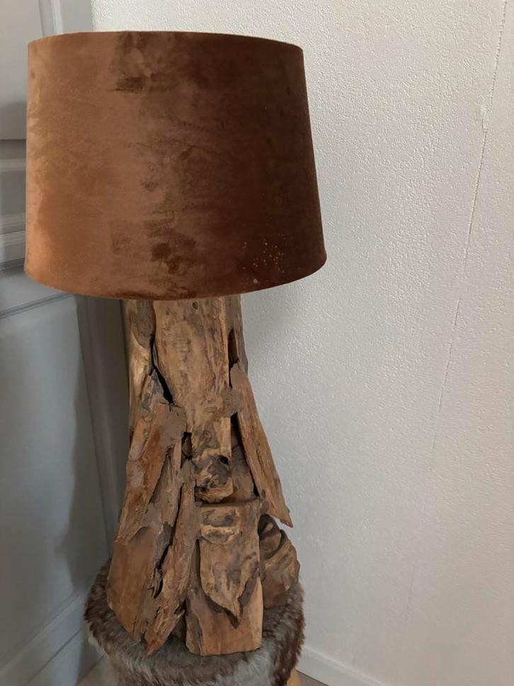 Unieke Boomstam Lamp, Huis en Inrichting, Lampen | Vloerlampen, Zo goed als nieuw, 100 tot 150 cm, Hout, Ophalen
