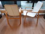 2 fauteuils met lage zitting (lage stoelen), houten frame, Ophalen, Gebruikt, Twee, N.v.t.