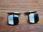 Paar art deco goudkleurige manchetknopen, zwart wit., Ophalen of Verzenden, Dames