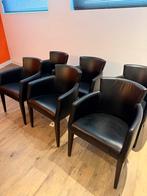 6 Eetkamerstoelen - Gebruikt, maar goed!, Ophalen, Gebruikt, Zwart, Leer